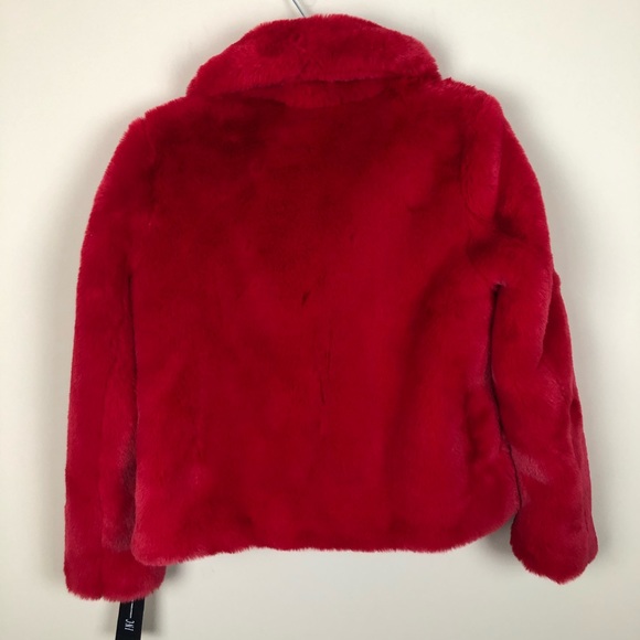 I.N.C. Cozy Red Shawl Collar Faux Fur Coat - Picture 5 of 7